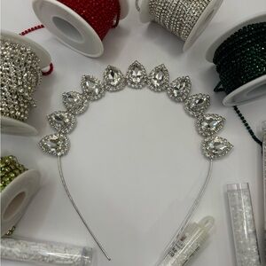 Handmade Silver Crystal Diadem with Teardrop Design